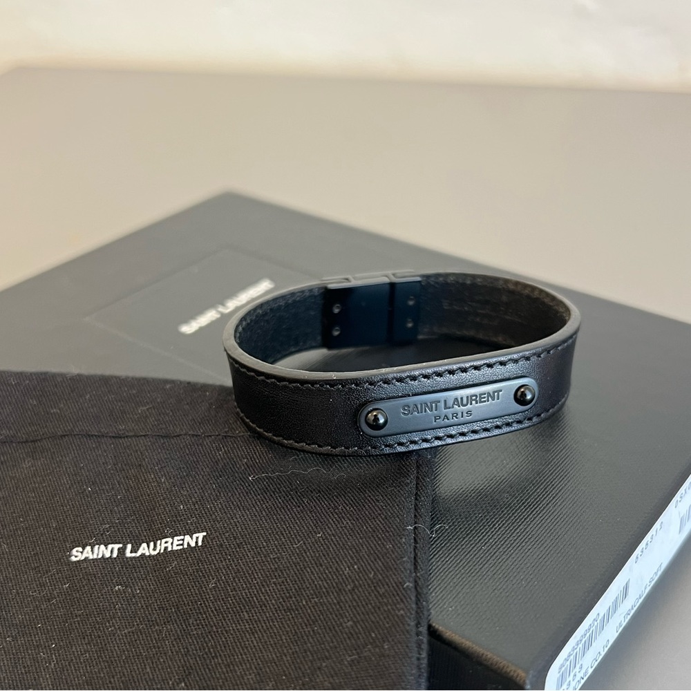 Mens Saint Laurent leather bracelet.